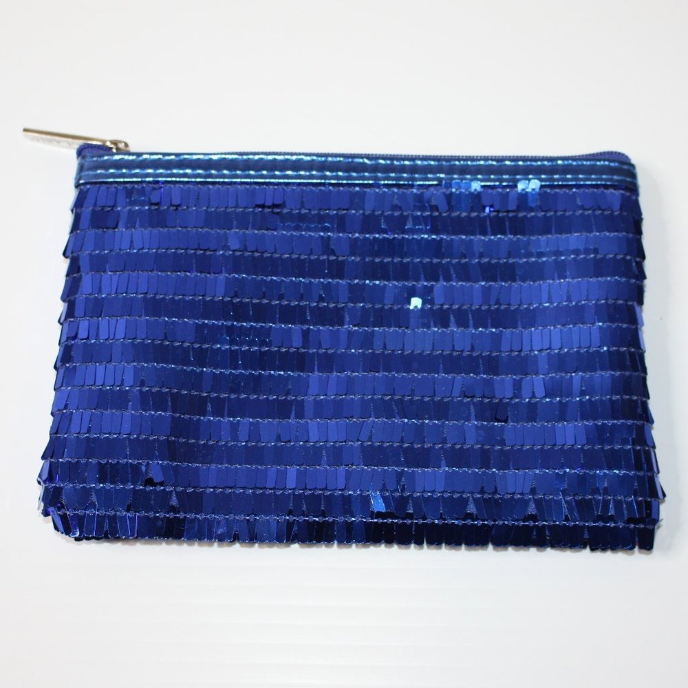Neulash Shiny Blue Sequins Makeup Bag Case New